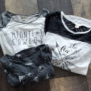 Ariat Women's 3/4 Sleeve Tees - Black, Gray, and White